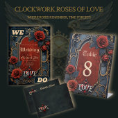 Vintage-Steampunk-Eleganz Uhrwerk Rosen der Liebe Button