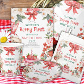 Vintage Strawberry Berry First Birthday  Geschenkanhänger