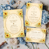 Vintage-Sonnenblumen-Gartenhochzeit Save The Date