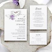 Romantic Swan Couple Floral Wedding Reception Serviette