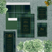 Vintage Tartan Polo Plaid Dark Green Wedding Einladung