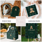 Vintage Teddy Bear Plaid Polo Baby Shower Serviette