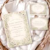 Vintage Wildflower Botanical Frame Baby Shower Serviette