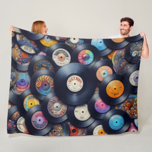 Collection Vinyl Record Pattern 80s Retro Spectrum Fleecedecke (Beispiel)