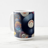 Collection Vinyl Record Pattern 80s Retro Spectrum Kaffeetasse (Vorderseite Links)