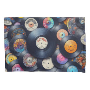 Collection Vinyl Record Pattern 80s Retro Spectrum Kissenbezug