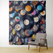Collection Vinyl Record Pattern 80s Retro Spectrum Wandteppich (Beispiel)