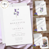 Violets Watercolor Minimal Elegant Wedding Photo Save The Date