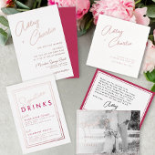 Moderne Mixed Schriftart Magenta Rose Goldene Hoch Folieneinladung