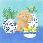 Niedliche Dog & Kaffeebohnen Illustration Art Dankeskarte