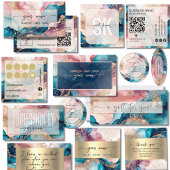 Qr-Code Wasserfarbe und irisierendes Rosa Visitenkarte