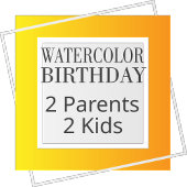 2 Eltern 2 Kinder - Wasserfarbenfamilie Geburtstag Dankeskarte