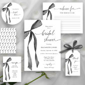 Watercolor Black Coquette Bow Bridal Shower Geschenkanhänger