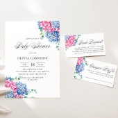 Aquarellpinke und Blaue Hydrangeas Taufe Einladung