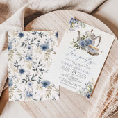 Tee Party Elegante Blaue Flora Brautparty Pappbecher