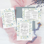 Hochzeit von Watercolor Blue Wildblumen Rechteckiger Pappuntersetzer