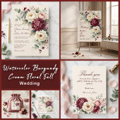 Burgunder-Rosa-Wasserfarben-Blumenhochzeit
