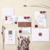 Watercolor Burgundy Rose Floral Wedding RSVP Cards (Personalisiere diese Kollektion eines unabhängigen Creators.)