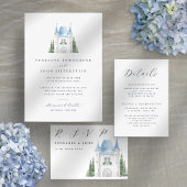 Aquarell-Schloss-Script-Hochzeit Save The Date