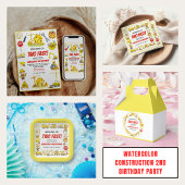 Watercolor Construction 2nd Birthday Party Banner