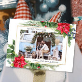 Rotes Gold Botanische Wasserfarbe Weihnachtsfeiert Fußmatte