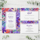 Lila Hochzeit von Aquarellblättern Einladung (Personalisiere diese Kollektion eines unabhängigen Creators.)