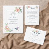 Watercolor Floral Hummingbird Seersucker Wedding Serviette (Personalisiere diese Kollektion eines unabhängigen Creators.)