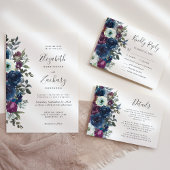 Budget Plum Floral QR Code Hochzeit