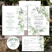 Grüne weiße Blumenkalligraphie Einladung