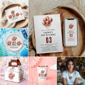 Aquarell Glitzer Rose Goldballon 3. Geburtstag Dankeskarte