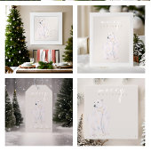 Modern Watercolor Polar Bear Weihnachtstypografie Geschenkpapier Set