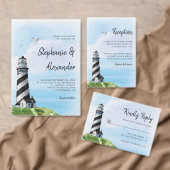 Leuchtturm Wasserfarbe Moderne Hochzeitsdetails Begleitkarte (Personalisiere diese Kollektion eines unabhängigen Creators.)