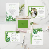 Tropisches grünes Wasser Monstera Save the Date Postkarte