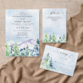 Rustikale Wasserfarbengebirge Hochzeit im Freien P Runder Aufkleber (Personalisiere diese Kollektion eines unabhängigen Creators.)