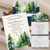 Aquarellberge & Monogramm Menükarte