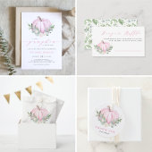 Wasserfarbe Pink Pumpkin Grüne Fall Baby Dusche Poster