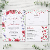 Aquarell-Mohn-und-Lavendel-Blumenhochzeit Programm (Personalisiere diese Kollektion eines unabhängigen Creators.)