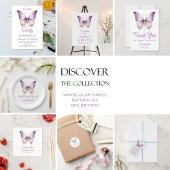 Niedliche Lila Schmetterlingsmädchen 1. Geburtstag Einladung