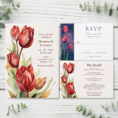 Rote Blütenfrüchte in einer Hochzeit Einladung (Personalisiere diese Kollektion eines unabhängigen Creators.)