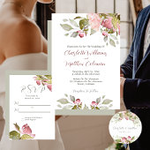 Aquarellfarbene Rose Weichrosa Hochzeit Rechteckiger Aufkleber