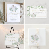 White Pumpkin Greenery Chalkboard Fall Baby Dusche Einladung