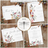 Watercolor Wildflower Butterfly Modern Wedding Dankeskarte