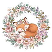 Aquarell Wald Fuchs Es ist ein Mädchen Button