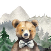 Custom Watercolor Forest, Teddy Bear, Babydusche Button