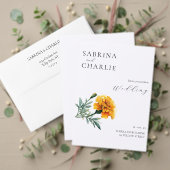 Orange Yellow Marigold Boho Botanical Wedding  Einladung (Personalisieren Sie die Kollektion dieses unabhängigen Creators. Test)