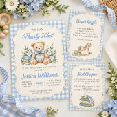 Blaue Gingham-Windel-Raffel Begleitkarte