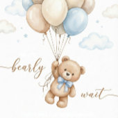 We Can Bearly Wait Boy Baby Shower Custom Quadratischer Aufkleber