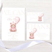 Wir können frühzeitig die Pink Bear Girl Babydusch Einladung