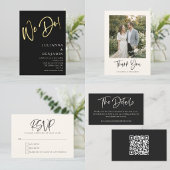 Elegant Script Black Custom Message Wedding Folded Dankeskarte