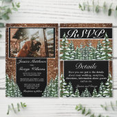 Snowy Wood & Forest Black Pine Wedding Mr. Mrs. Tasse (Personalisiere diese Kollektion eines unabhängigen Creators.)